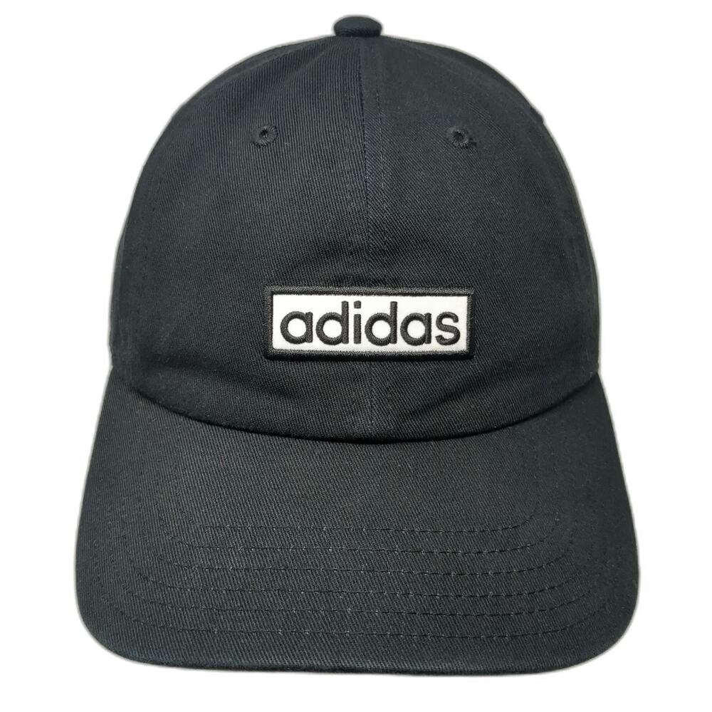 Adidas Baseball Cap Black One Size Box Logo Cotton Strapback Aeroready hat